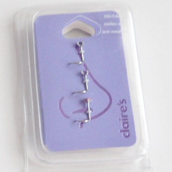 Claire's Bundle of 2 Packages Stainless Steel Nose Jewelry 6 Total Studs 20G New - Picture 5 of 7